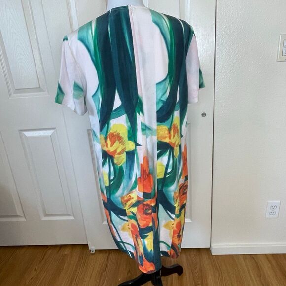 St. John Floral Silk Shift Dress Pockets Size 10 - Picture 4 of 11